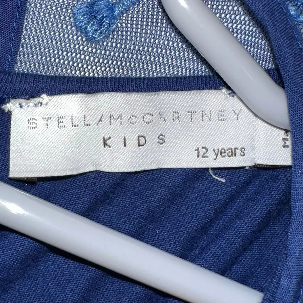 Stella McCartney Kids Girls Navy Blue Embroidered Skates Tulle Dress Size 12